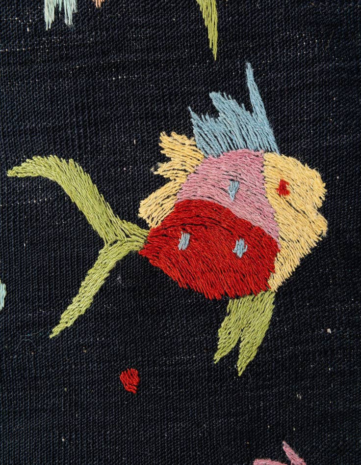 Detail image of  2' 7 x 9' 8  Hand Woven Kilim Suzani Wool Runner Rug