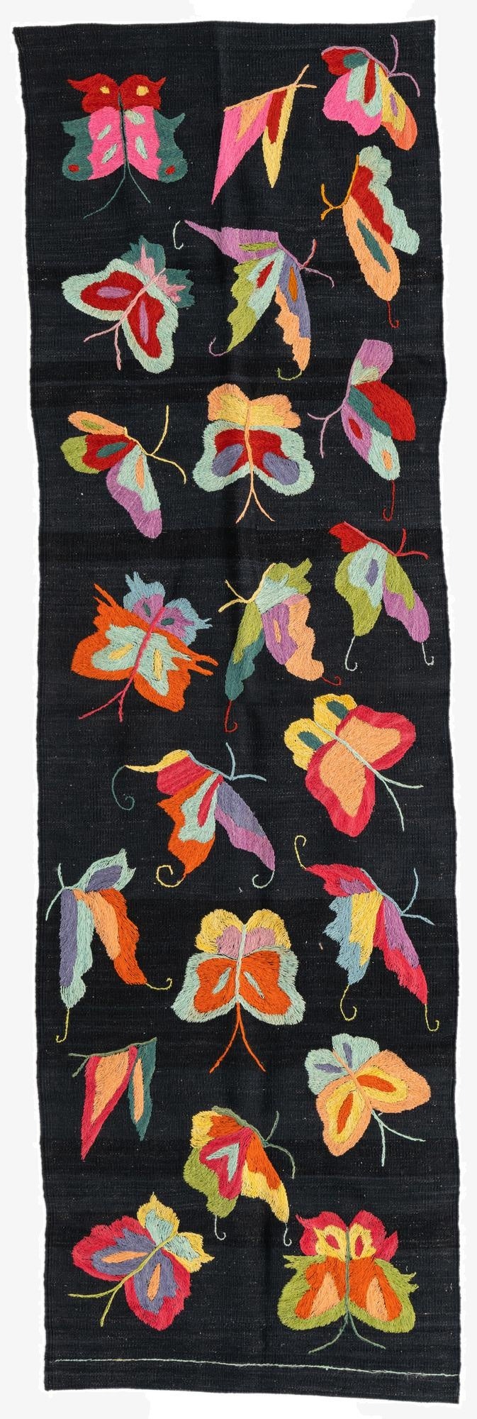  2' 5 x 8' 1  Hand Woven Kilim Suzani Wool Runner Rug