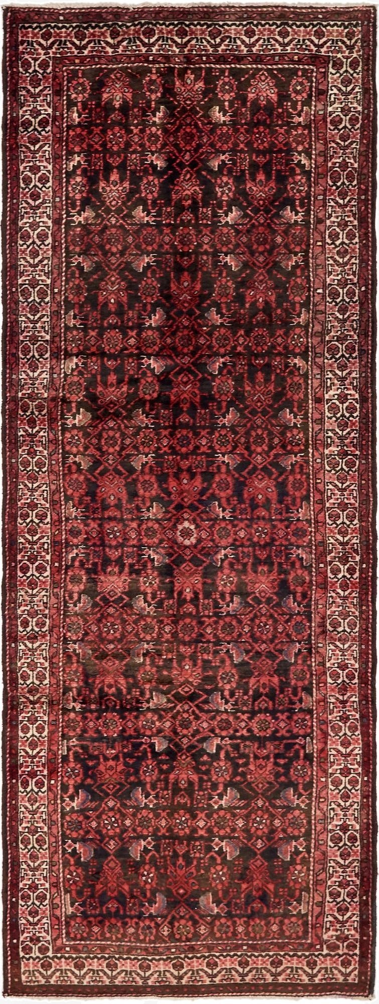  3' 8 x 10' 2  Hand Knotted Malayer Persian Wool Runner Rug