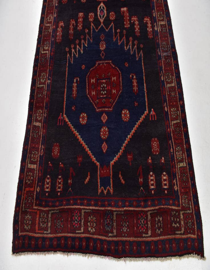 Detail image of 4' 10 x 12' 10 Hand Knotted Meshkin Persian Wool Runner Rug