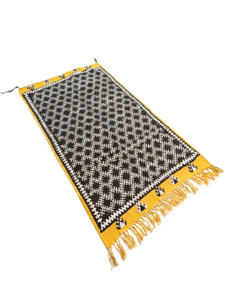 Detail image of  4' 6 x 7' 7  Hand Knotted Moroccan Oriental Wool Runner Rug