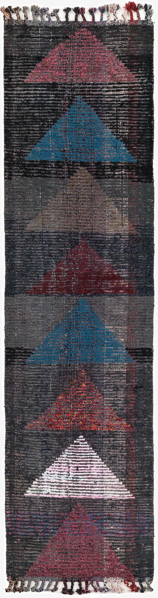 2' 6 x 9' 10  Hand Knotted Moroccan Wool Runner Rug