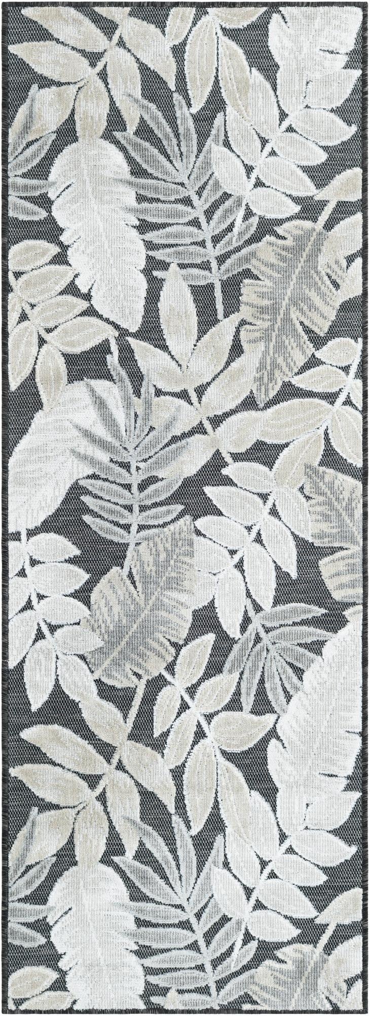  2' 2 x 6'  Washable Botanical Indoor / Outdoor Runner Rug