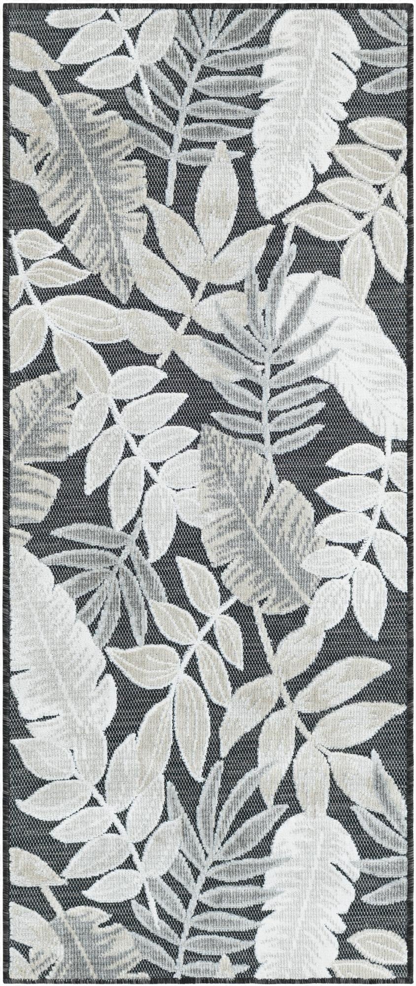  2' 2 x 5' 3  Washable Botanical Indoor / Outdoor Runner Rug
