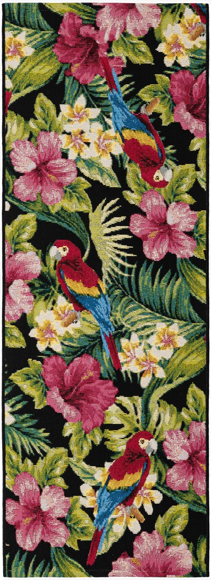  2' x 5' 9  Washable Botanical Indoor / Outdoor Runner Rug