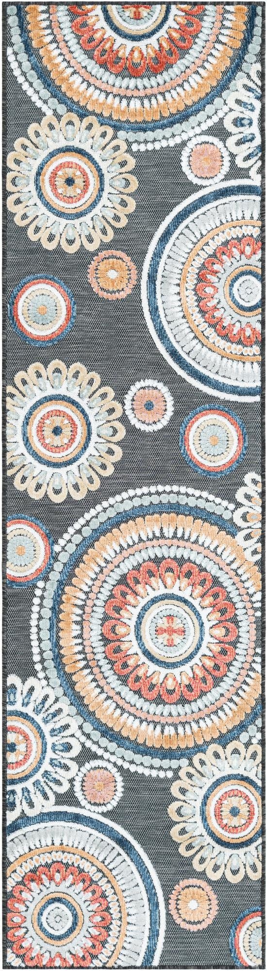  2' 2 x 8'  Washable Botanical Indoor / Outdoor Runner Rug