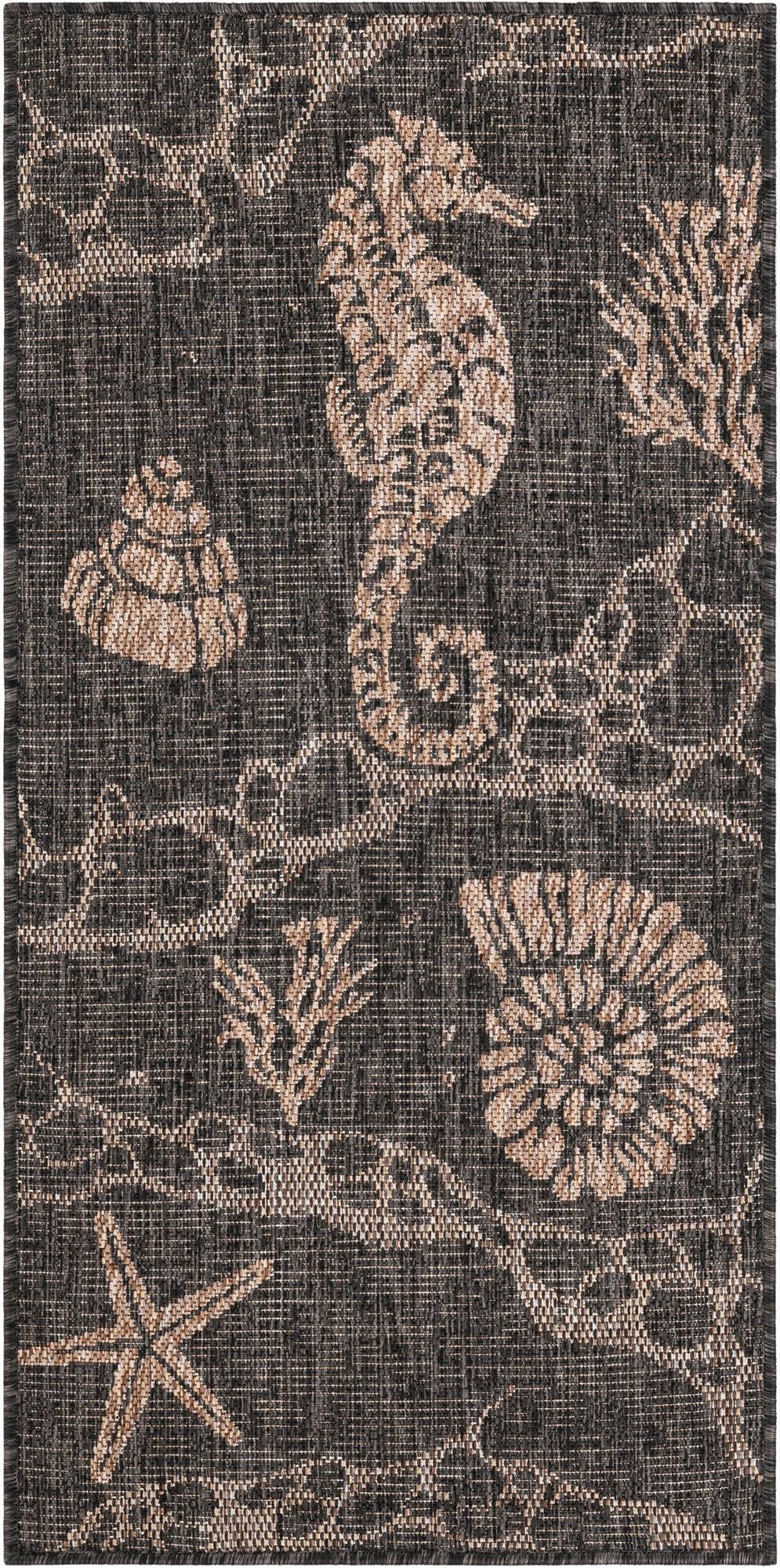  2' x 4'  Washable Coastal Indoor / Outdoor Runner Rug