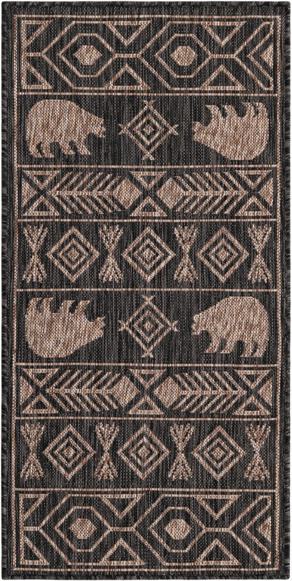  2' x 4'  Washable Southwestern Indoor / Outdoor Runner Rug
