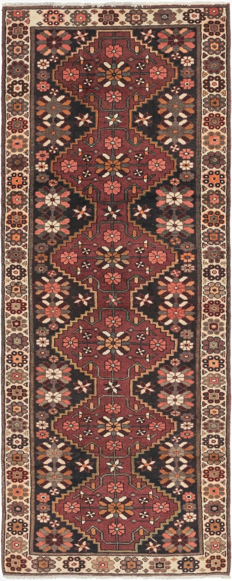  3' 9 x 10'  Hand Knotted Shahsavand Persian Wool Runner Rug