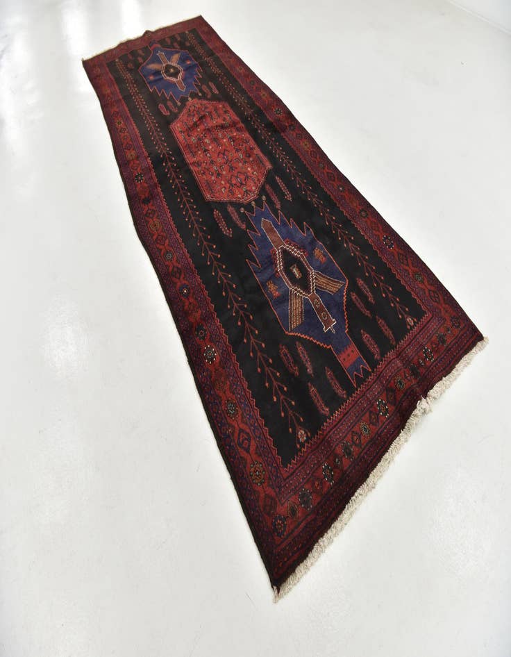 Detail image of  4' 10 x 12' 9  Hand Knotted Sirjan Persian Wool Runner Rug