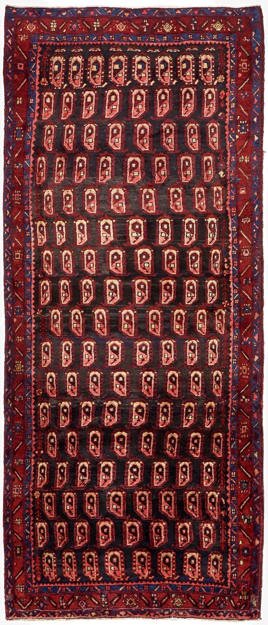  4' 5 x 11' 3  Hand Knotted Sirjan Persian Wool Runner Rug