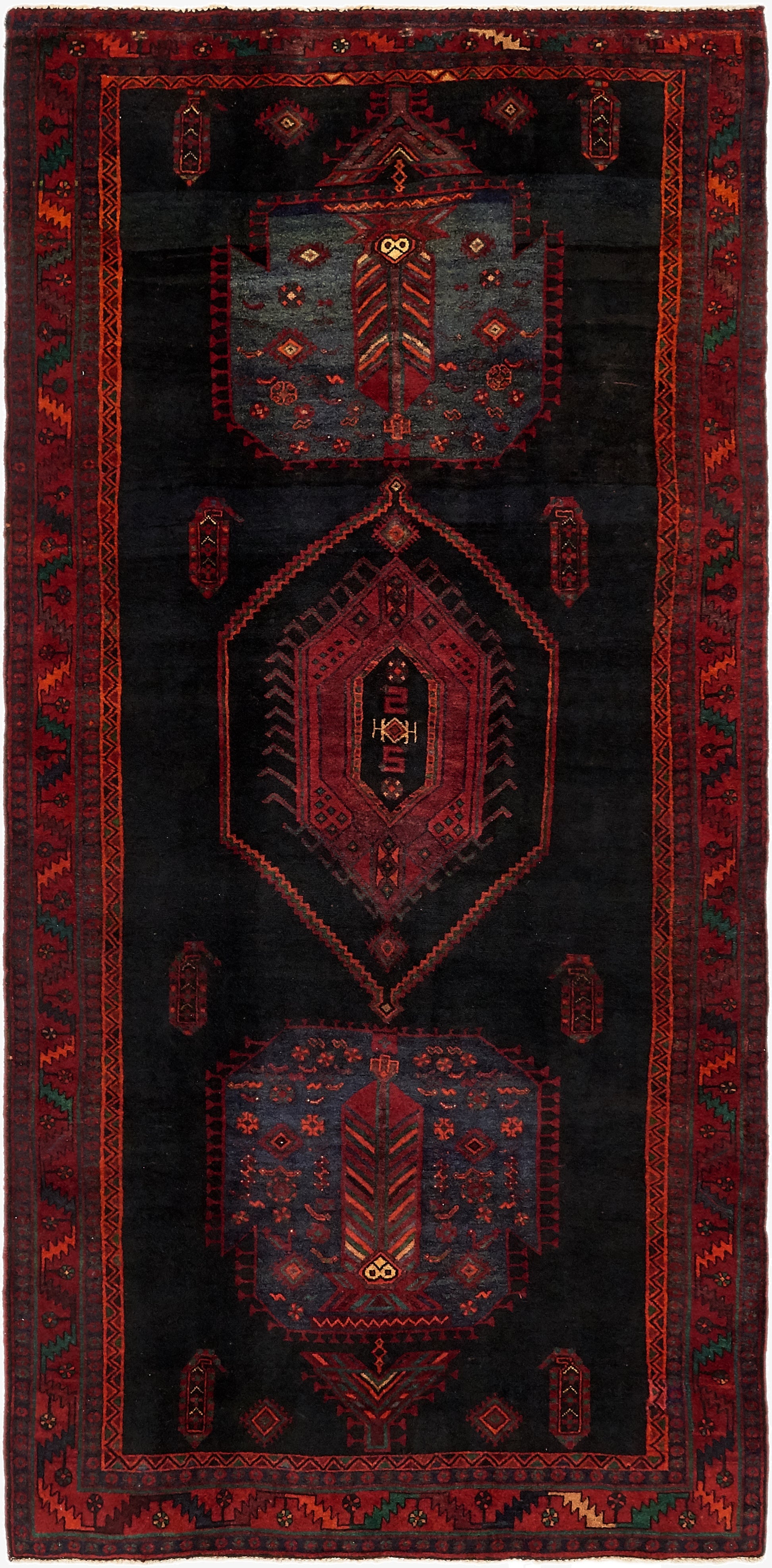  5' x 10' 8  Hand Knotted Sirjan Persian Wool Runner Rug