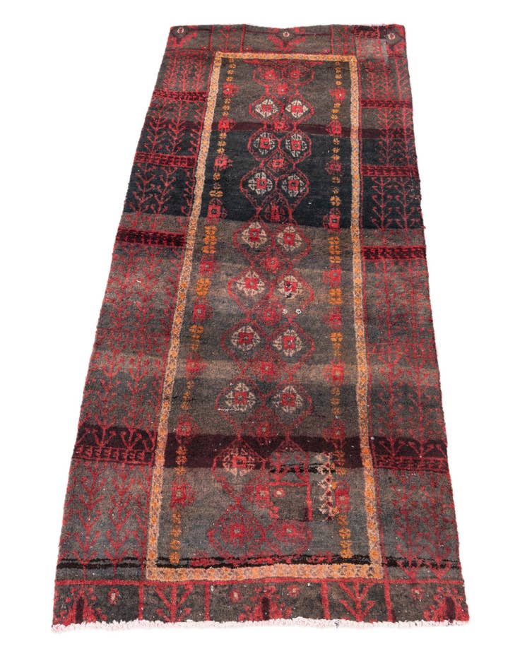 Detail image of  2' 4 x 4' 9  Hand Knotted Ultra Vintage Persian Wool Runner Rug