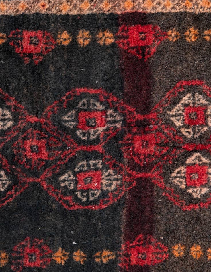 Detail image of  2' 4 x 4' 9  Hand Knotted Ultra Vintage Persian Wool Runner Rug