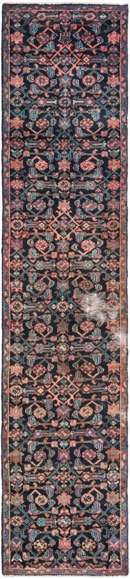  2' 1 x 9' 4  Hand Knotted Ultra Vintage Persian Wool Runner Rug