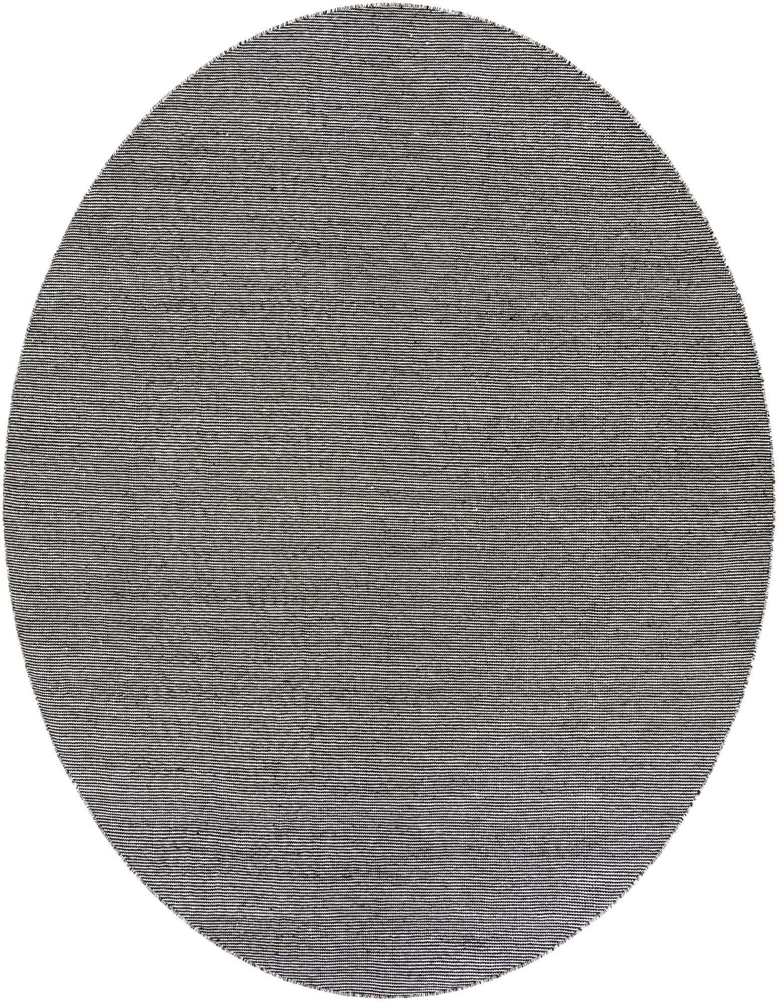 A 10' round Black Sky modern area rug with a textured, flatweave pattern, suitable for indoor/outdoor use.