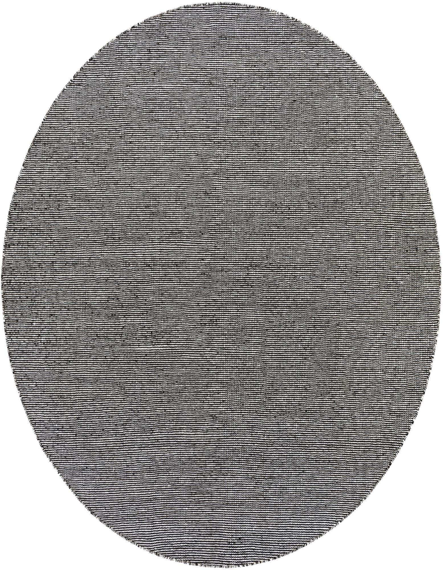 A 7' 10 round black sky modern indoor/outdoor rug with a textured flatweave, ideal for a patio.