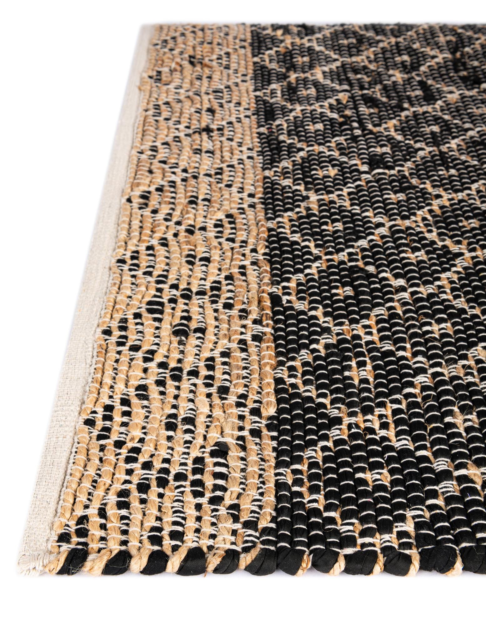 Black 10' x 10' Hand Woven Chindi Trellis Square Rug | Rugs.com