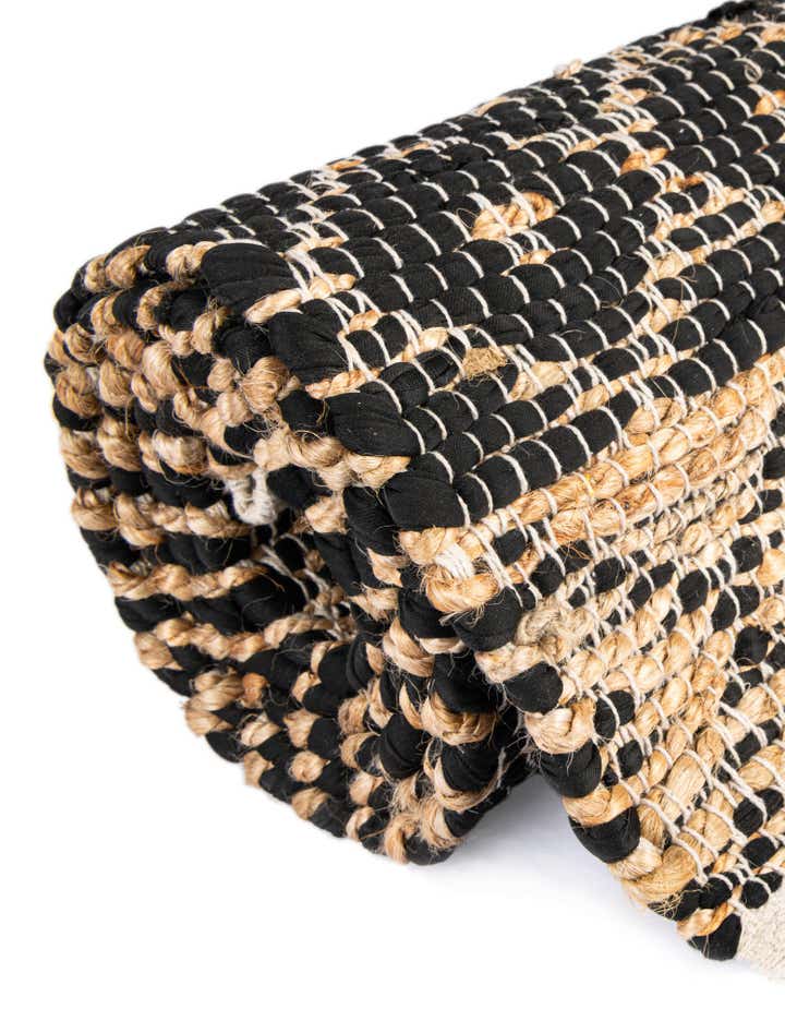 Black 10' x 10' Hand Woven Chindi Trellis Square Rug | Rugs.com