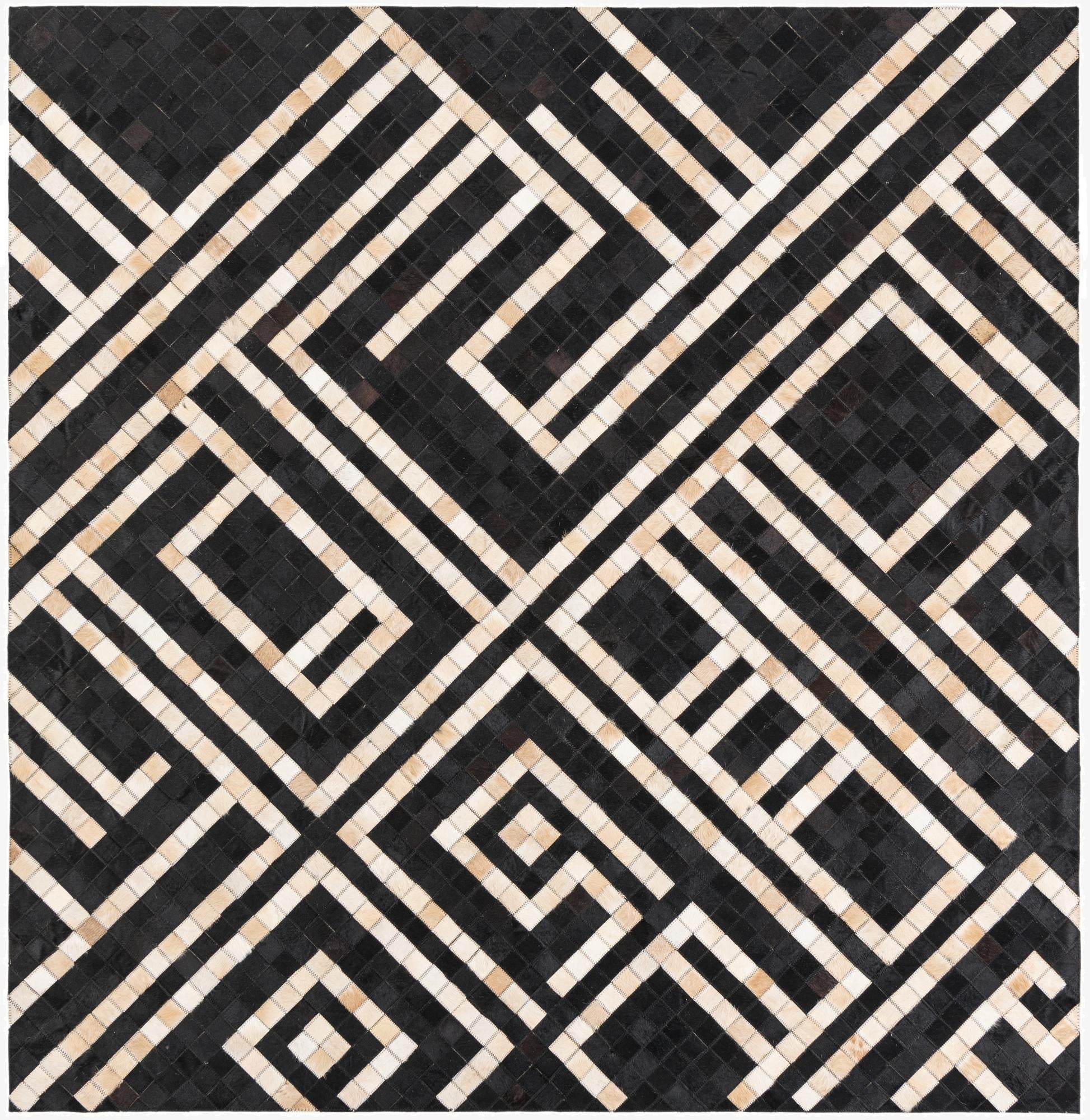  5' 10 x 5' 10 Cowhide Leather Square Rug