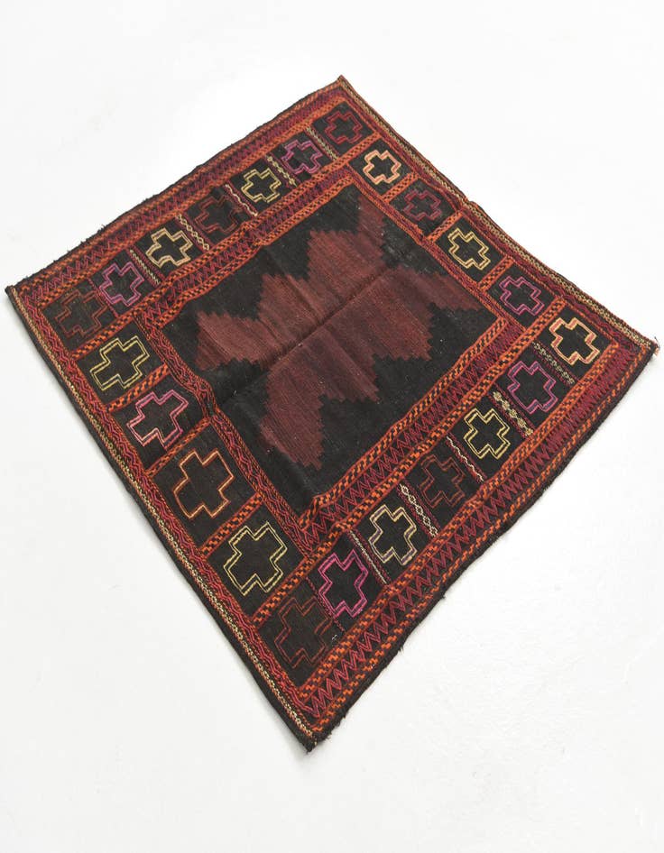 Detail image of  3' 8 x 3' 9  Hand Knotted Kilim Fars Persian Wool Square Rug