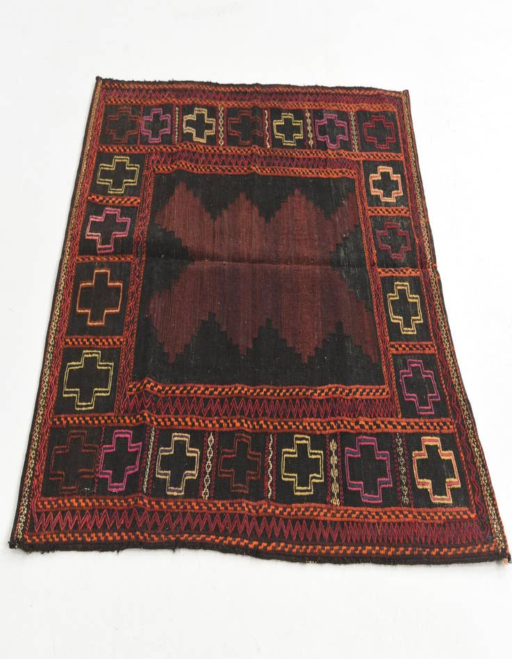 Detail image of  3' 8 x 3' 9  Hand Knotted Kilim Fars Persian Wool Square Rug