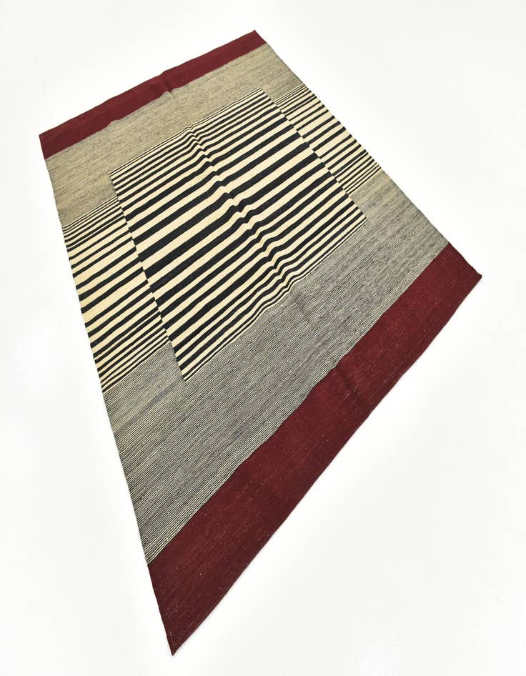 Detail image of  6' 4 x 7' 7  Hand Woven Kilim Modern Wool Square Rug