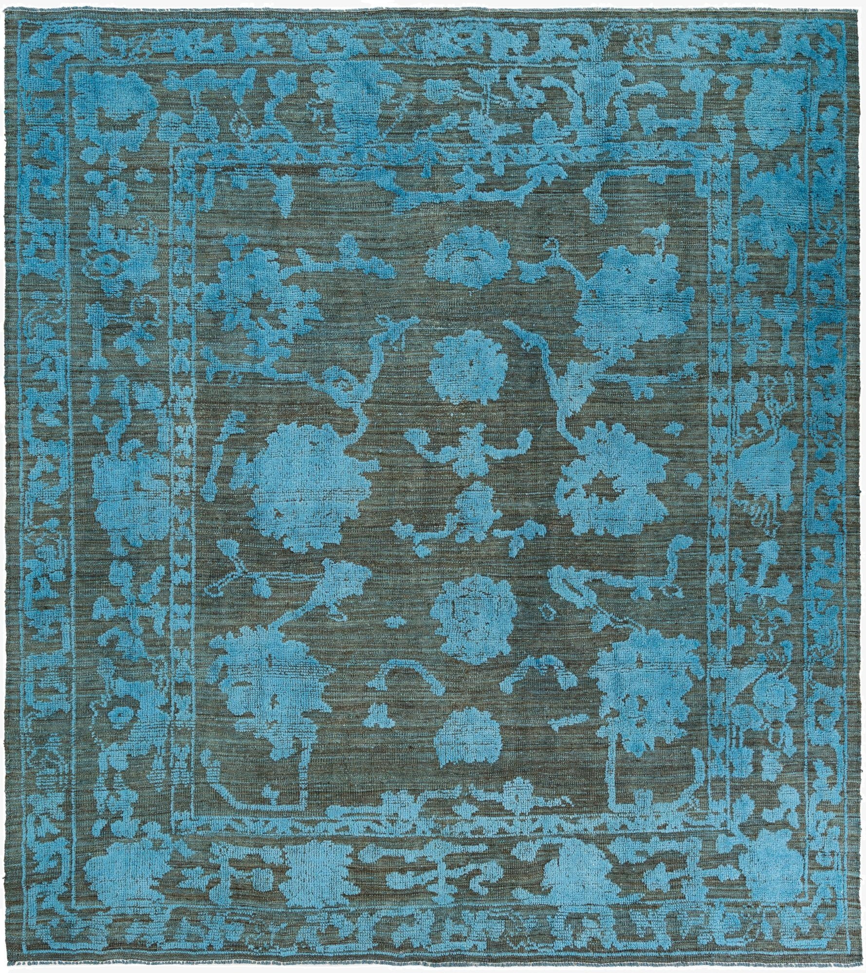  8' 8 x 9' 9  Hand Knotted Oushak Wool Square Rug