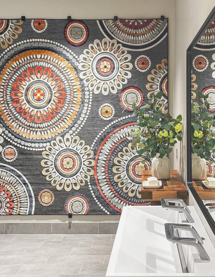 Detail image of  8' 2 x 8' 2  Washable Botanical Indoor / Outdoor Square Rug