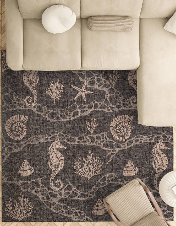 Detail image of  13' x 13'  Washable Coastal Indoor / Outdoor Square Rug