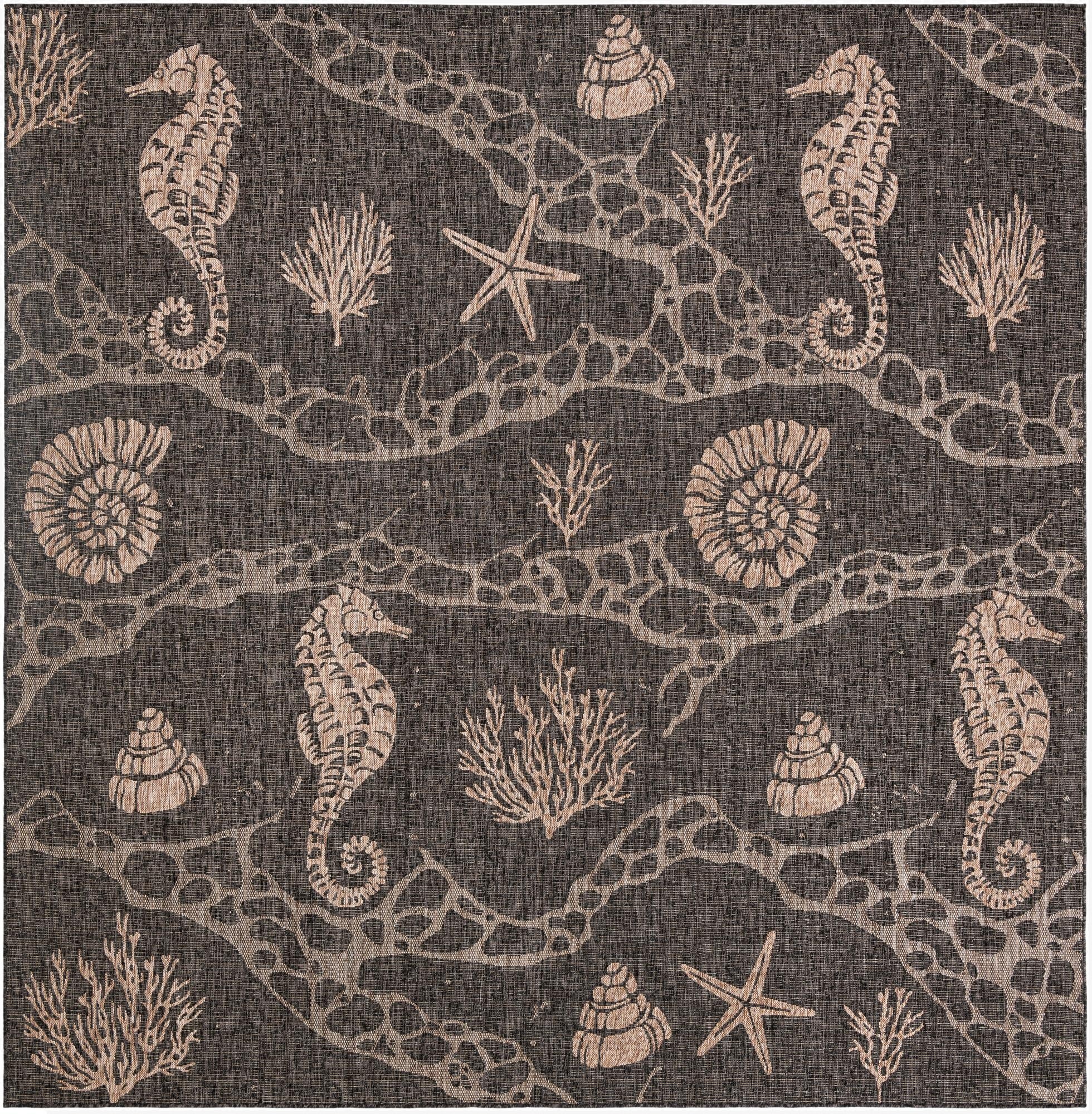  10' x 10'  Washable Coastal Indoor / Outdoor Square Rug