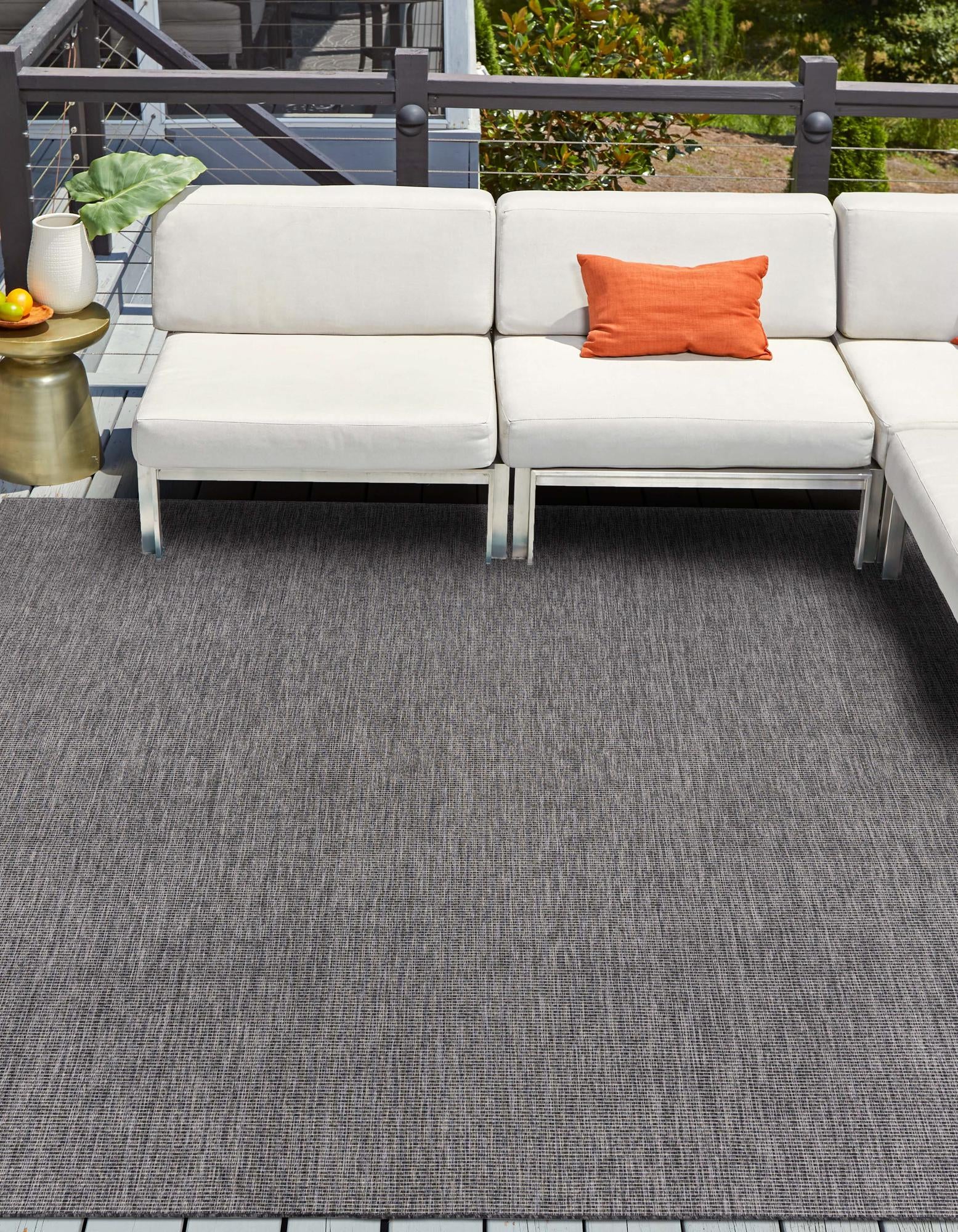 Black 12' x 12' Solid Indoor / Outdoor Square Rug | Rugs.com