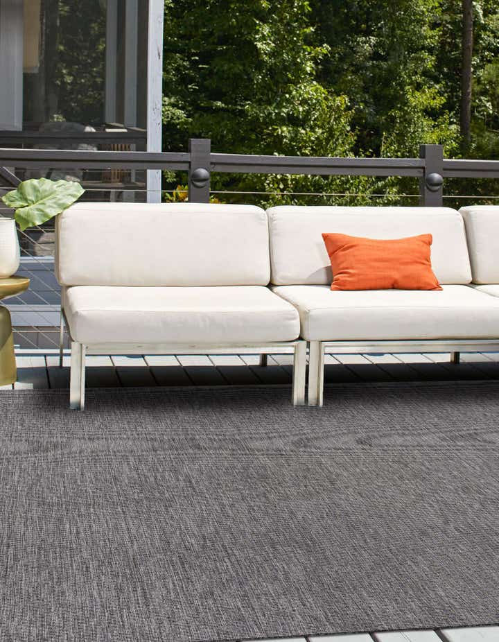 Black 12' x 12' Solid Indoor / Outdoor Square Rug | Rugs.com