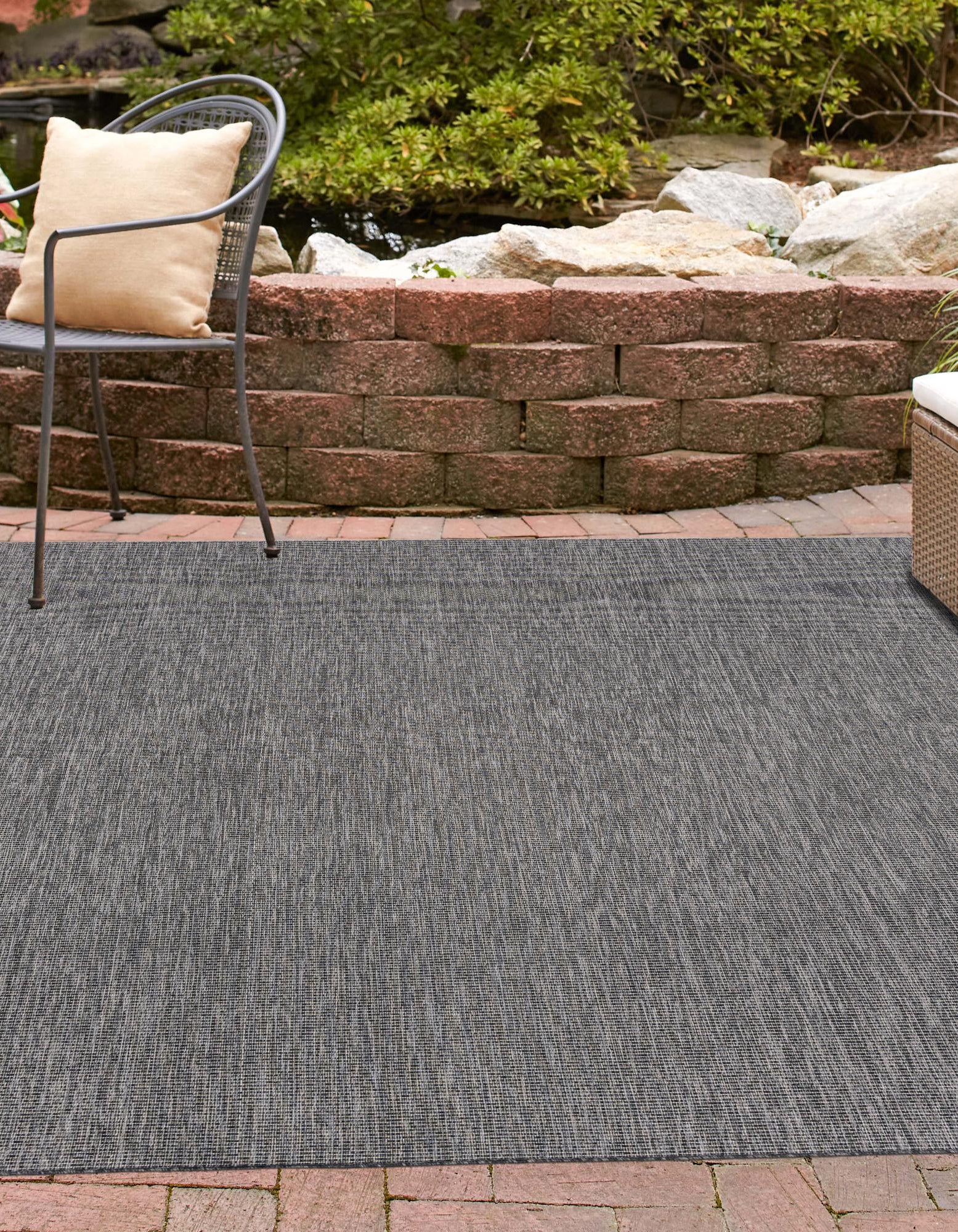 Black 12' x 12' Solid Indoor / Outdoor Square Rug | Rugs.com