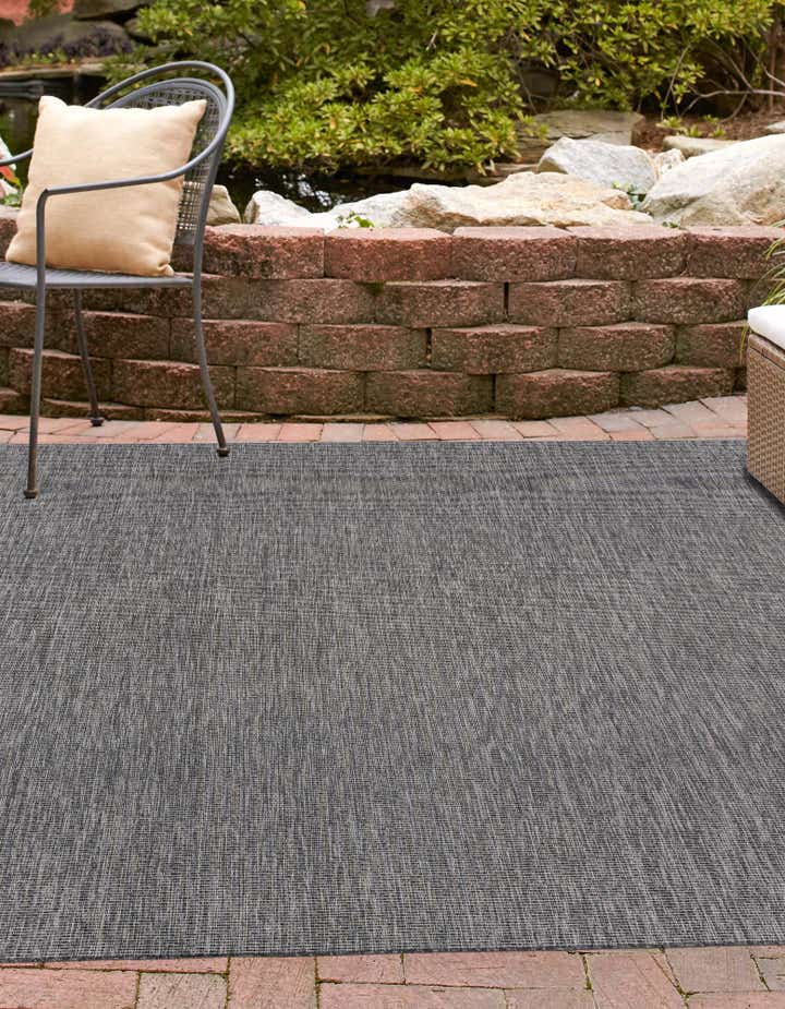 Black 12' x 12' Solid Indoor / Outdoor Square Rug | Rugs.com