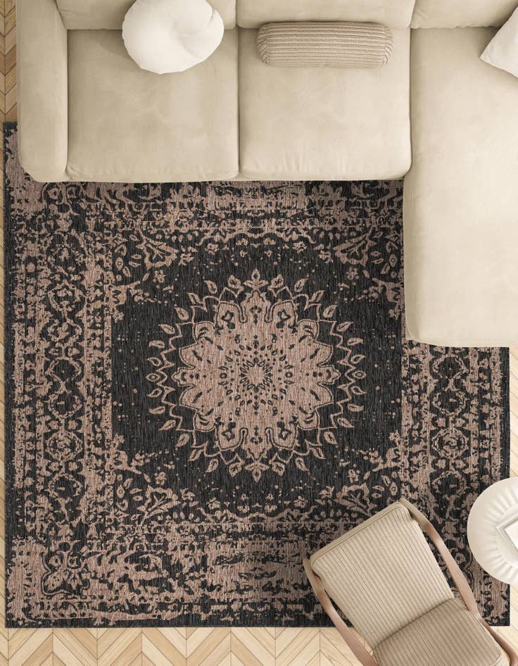 Detail image of  10' x 10'  Washable Traditional Indoor / Outdoor Square Rug