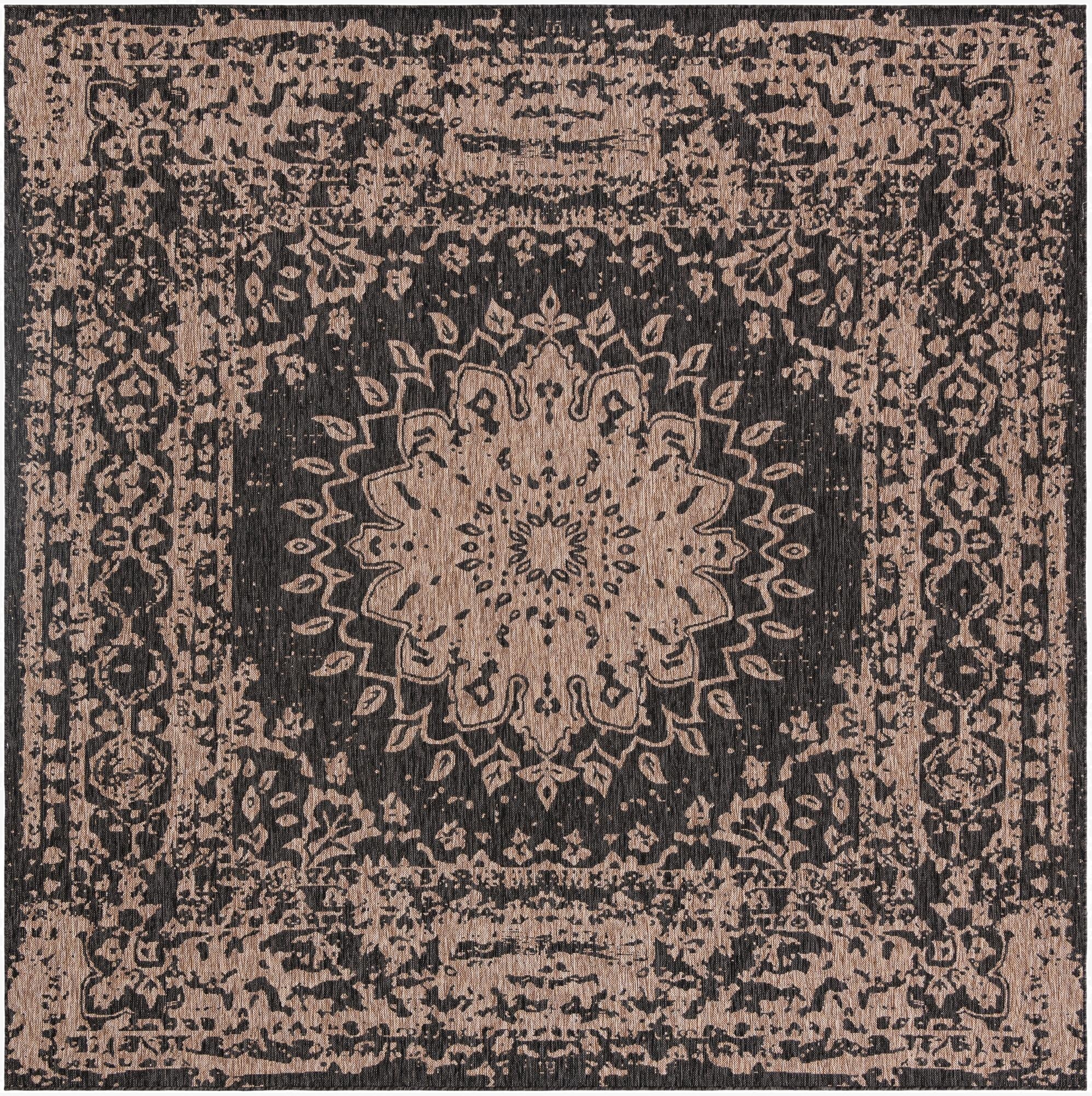  10' x 10'  Washable Traditional Indoor / Outdoor Square Rug