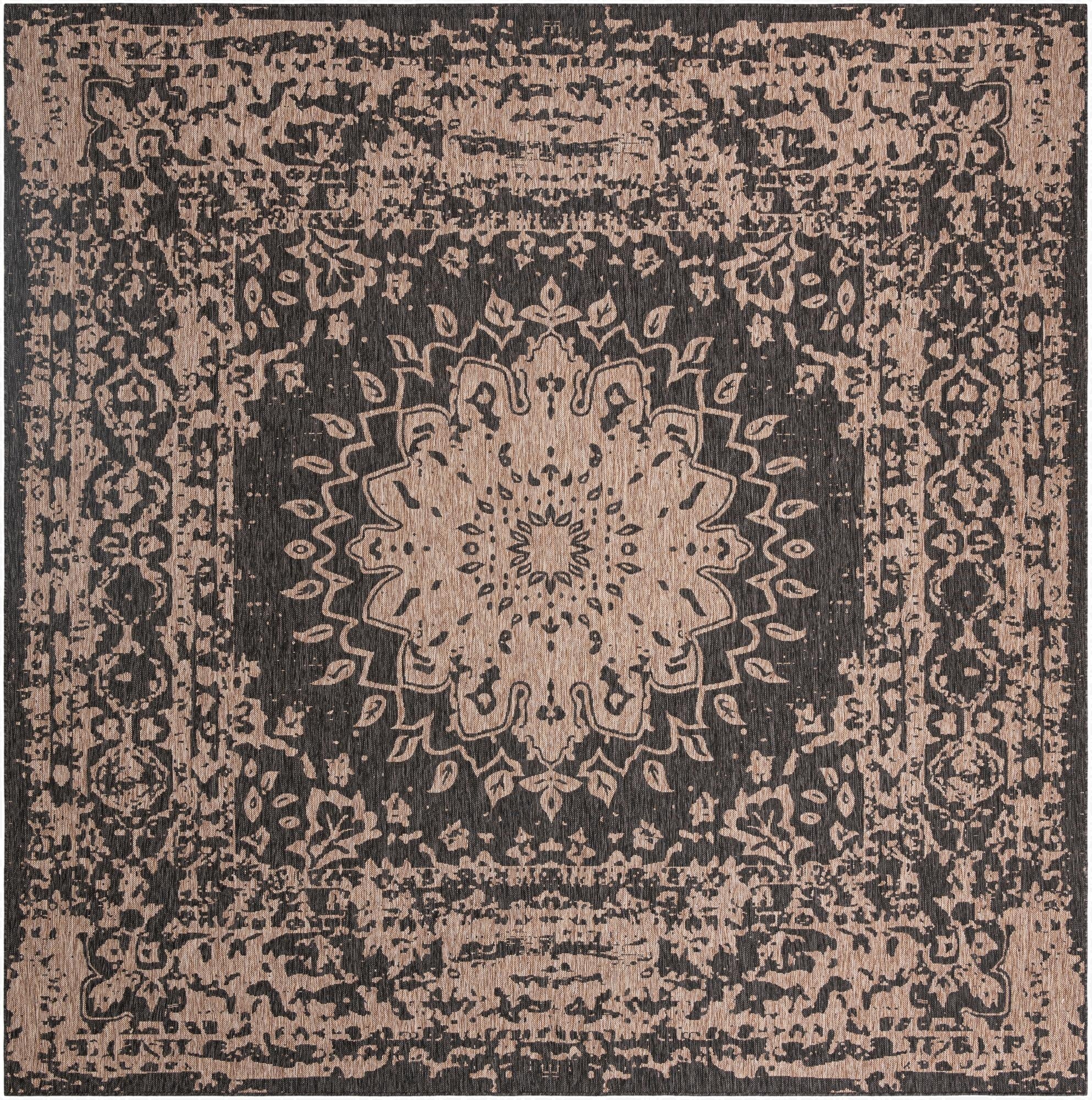  12' x 12'  Washable Traditional Indoor / Outdoor Square Rug