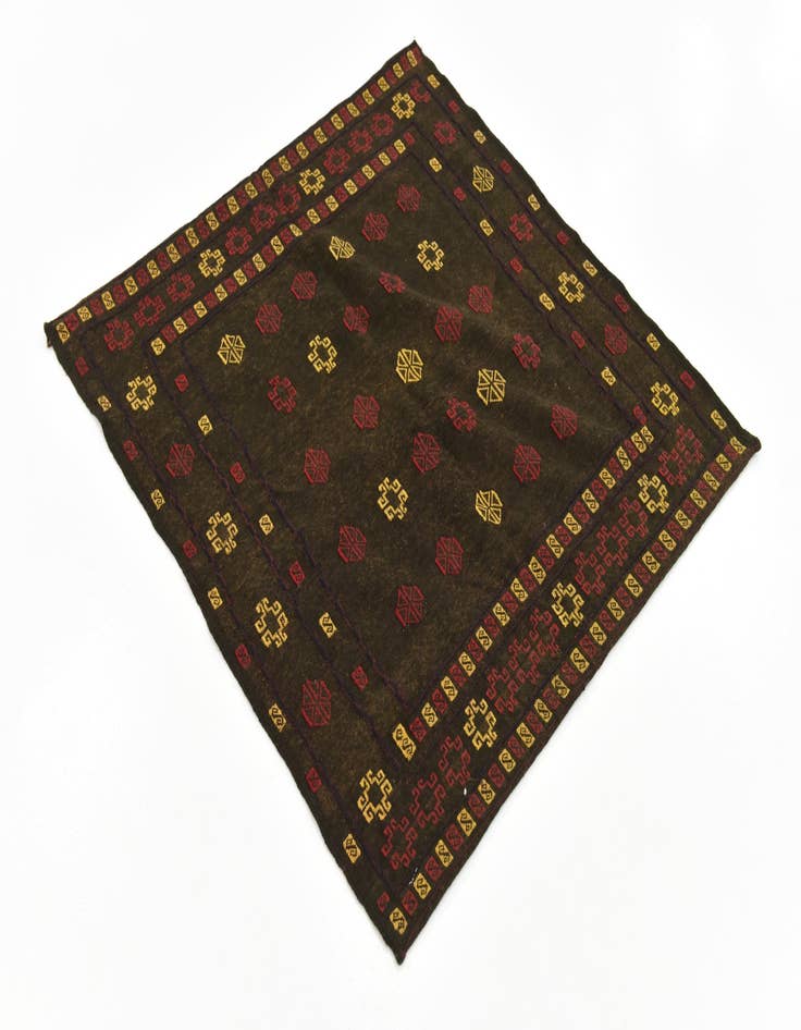 Detail image of  4' x 4'  Hand Knotted Sumak Wool Square Rug