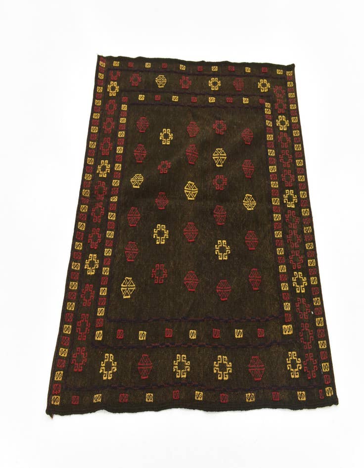 Detail image of  4' x 4'  Hand Knotted Sumak Wool Square Rug