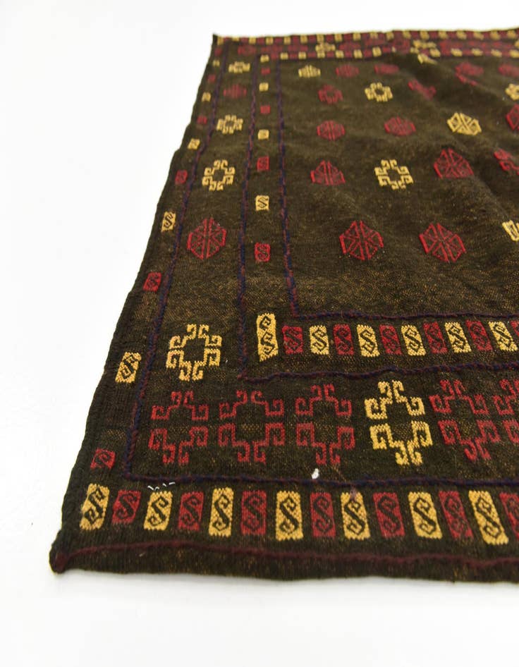 Detail image of  4' x 4'  Hand Knotted Sumak Wool Square Rug