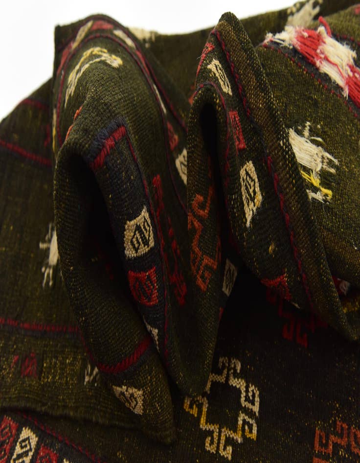 Detail image of  4' 2 x 4' 5  Hand Knotted Sumak Wool Square Rug