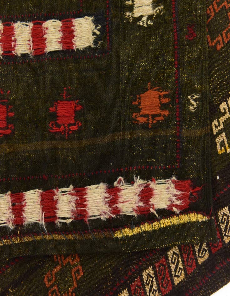 Detail image of  4' 2 x 4' 5  Hand Knotted Sumak Wool Square Rug