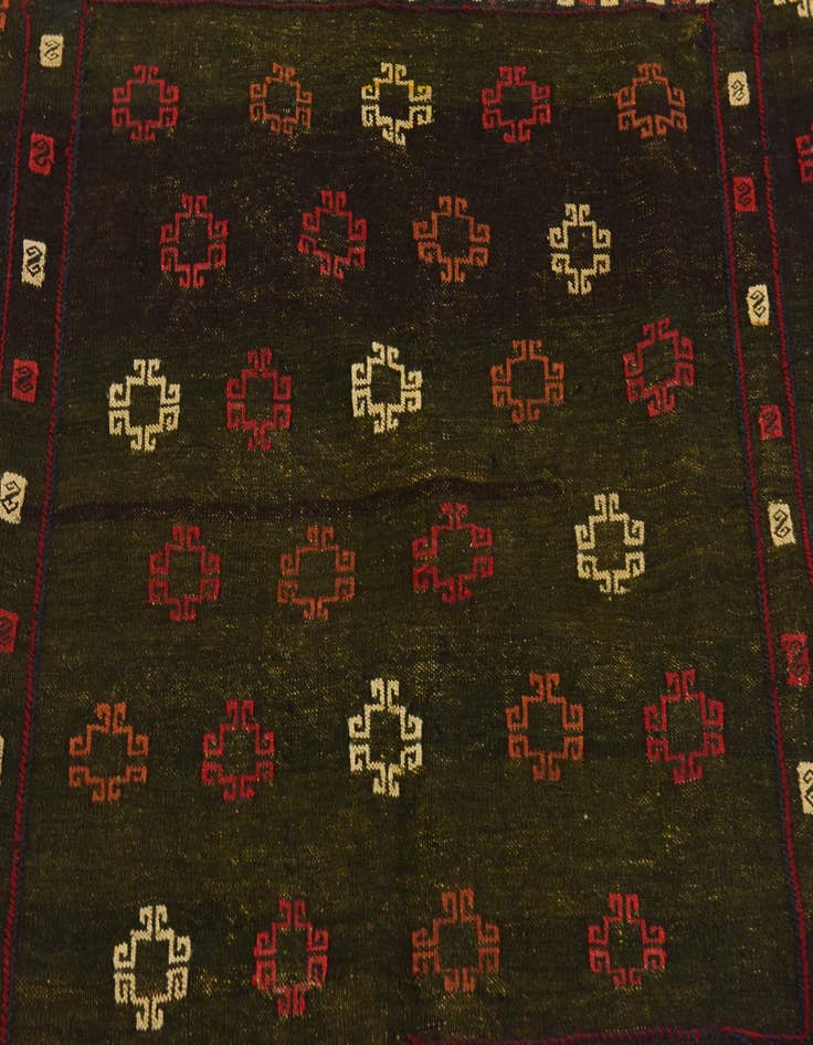 Detail image of  4' 2 x 4' 5  Hand Knotted Sumak Wool Square Rug