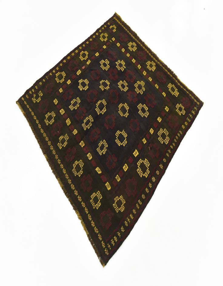 Detail image of  4' 3 x 4' 6  Hand Knotted Sumak Wool Square Rug