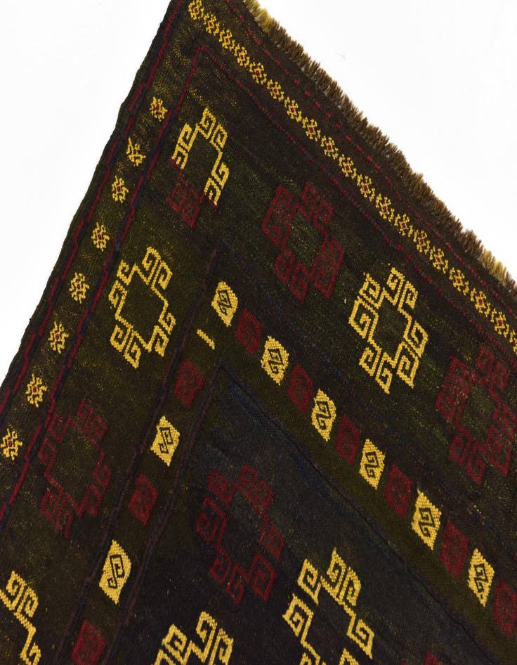 Detail image of  4' 3 x 4' 6  Hand Knotted Sumak Wool Square Rug