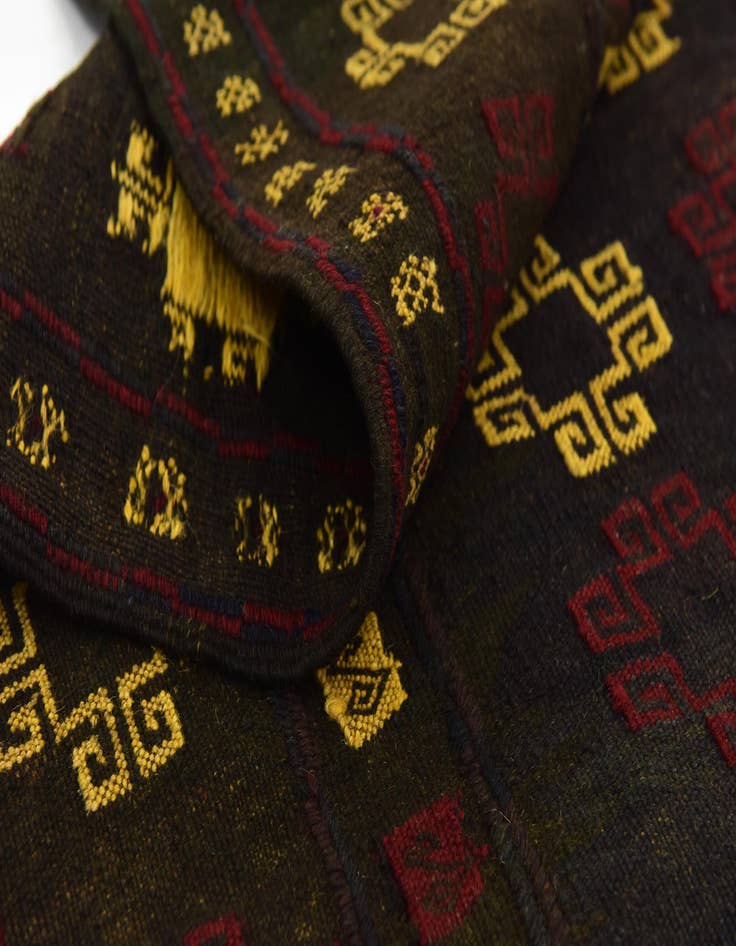 Detail image of  4' 3 x 4' 6  Hand Knotted Sumak Wool Square Rug