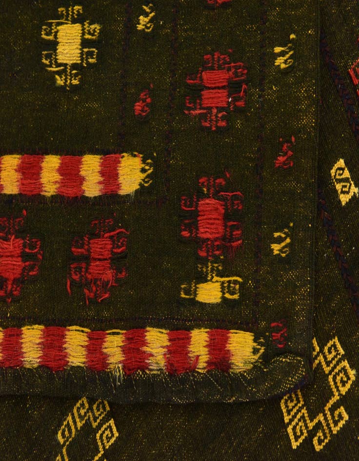 Detail image of  4' 3 x 4' 5  Hand Knotted Sumak Wool Square Rug