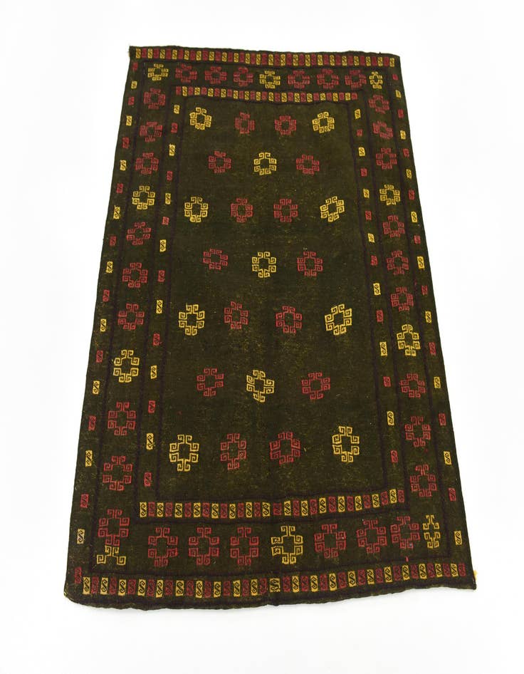 Detail image of  4' 3 x 4' 5  Hand Knotted Sumak Wool Square Rug