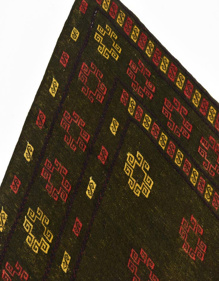 Detail image of  4' 3 x 4' 5  Hand Knotted Sumak Wool Square Rug